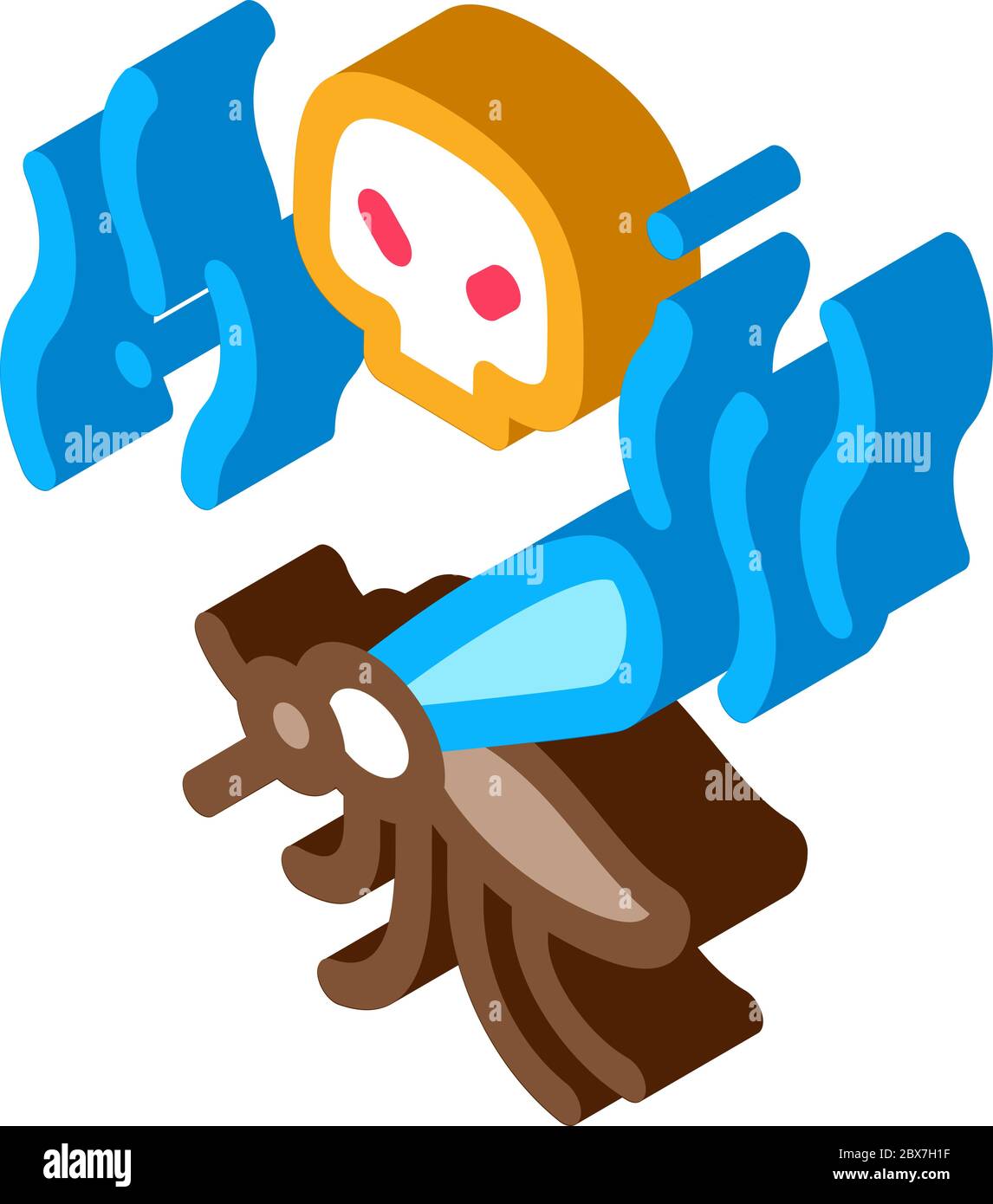 Mosquito Skull isometric icon vector illustration Stock Vector