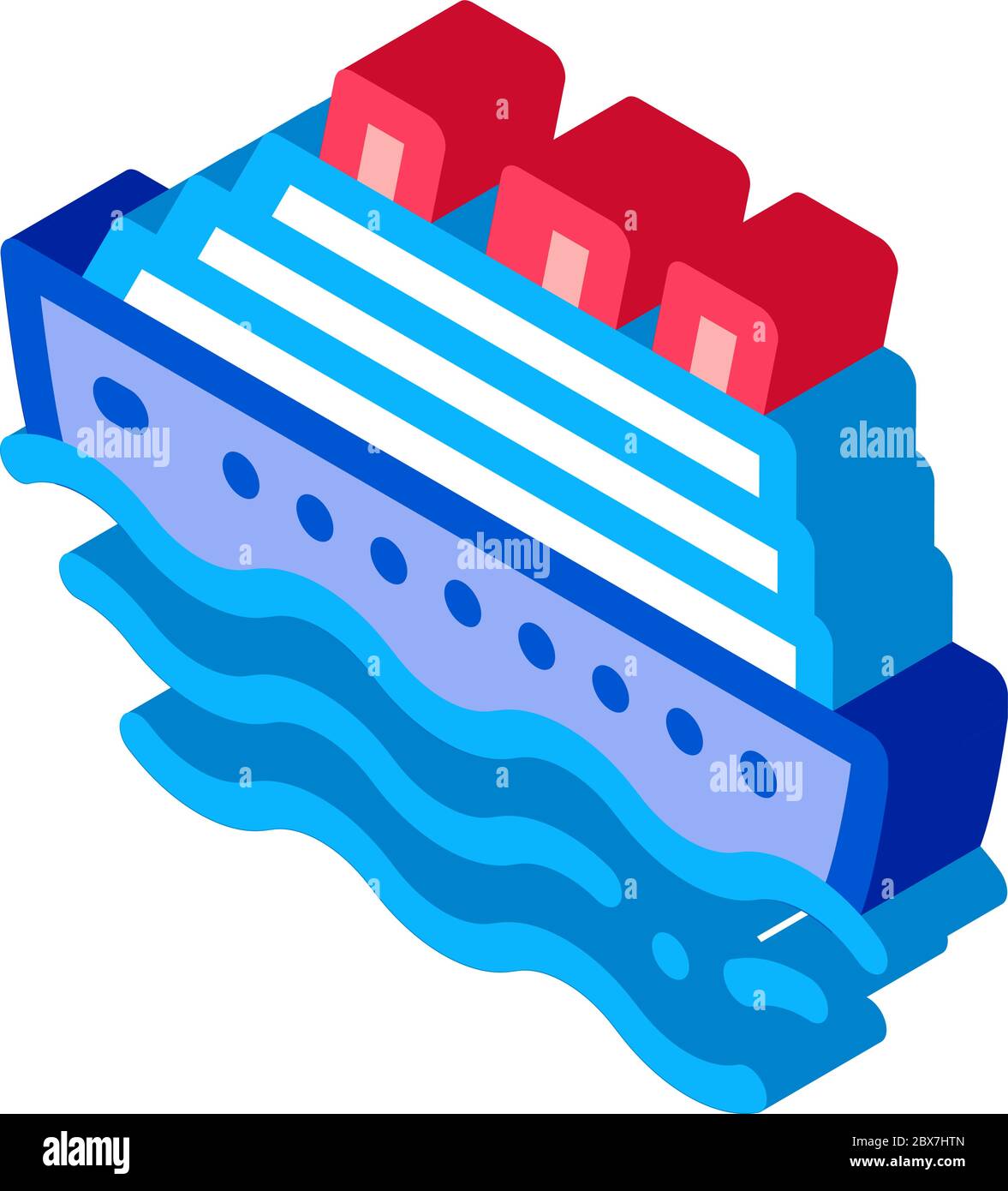 Cruise Ship isometric icon vector illustration Stock Vector