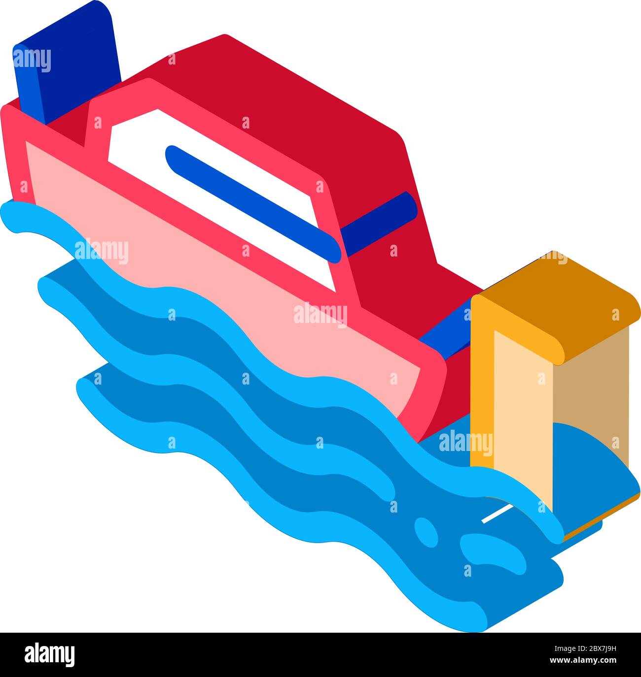 Fishing Ship isometric icon vector illustration Stock Vector