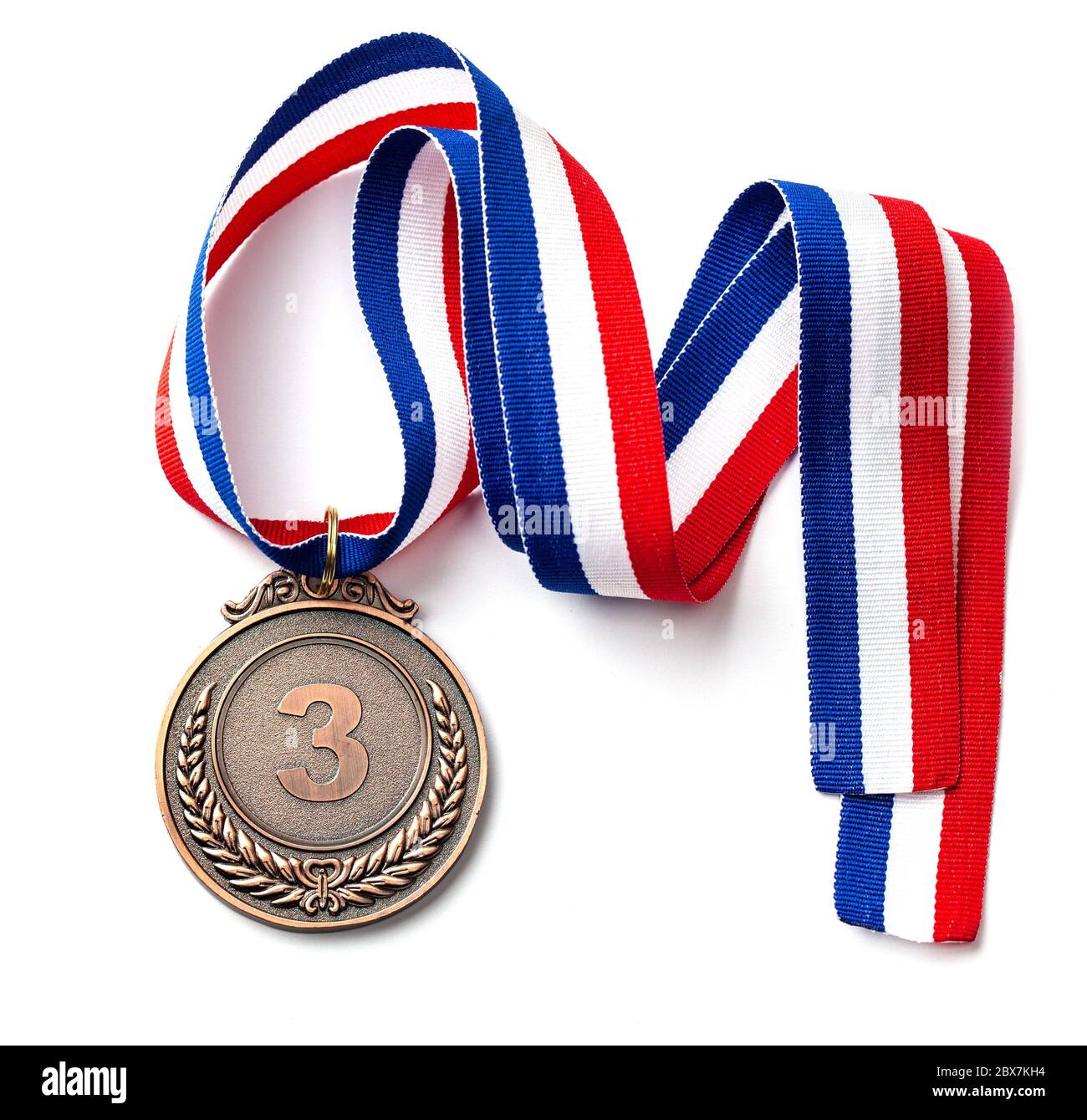 Bronze medal. Third place award with ribbon Stock Photo Alamy