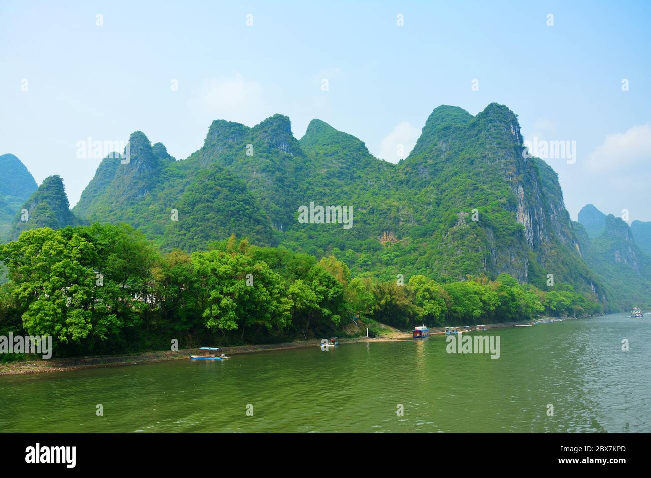 Li River and green mountain in Guilin Stock Photo