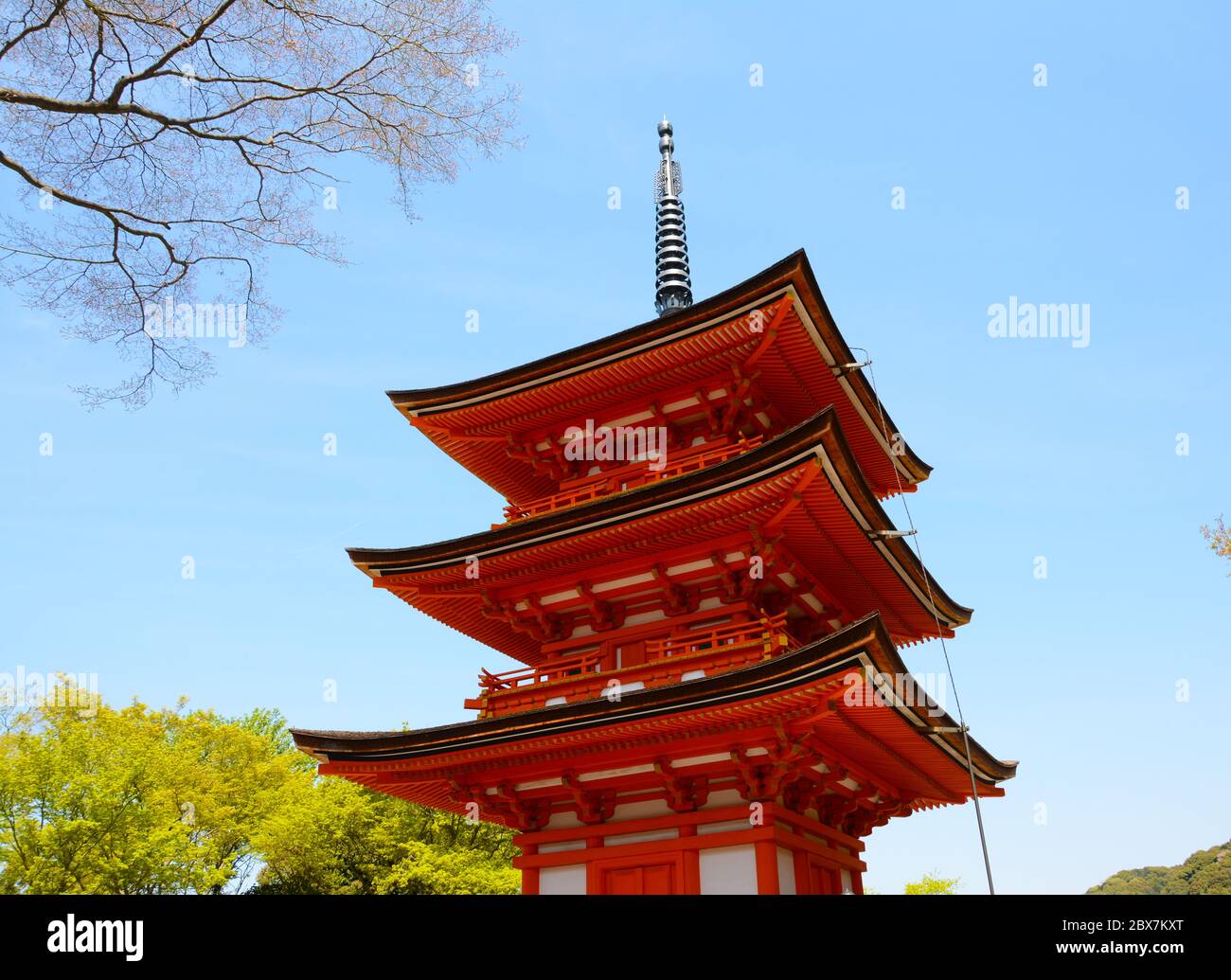 Red tower of a temple in Kyoto Japan Stock Photo