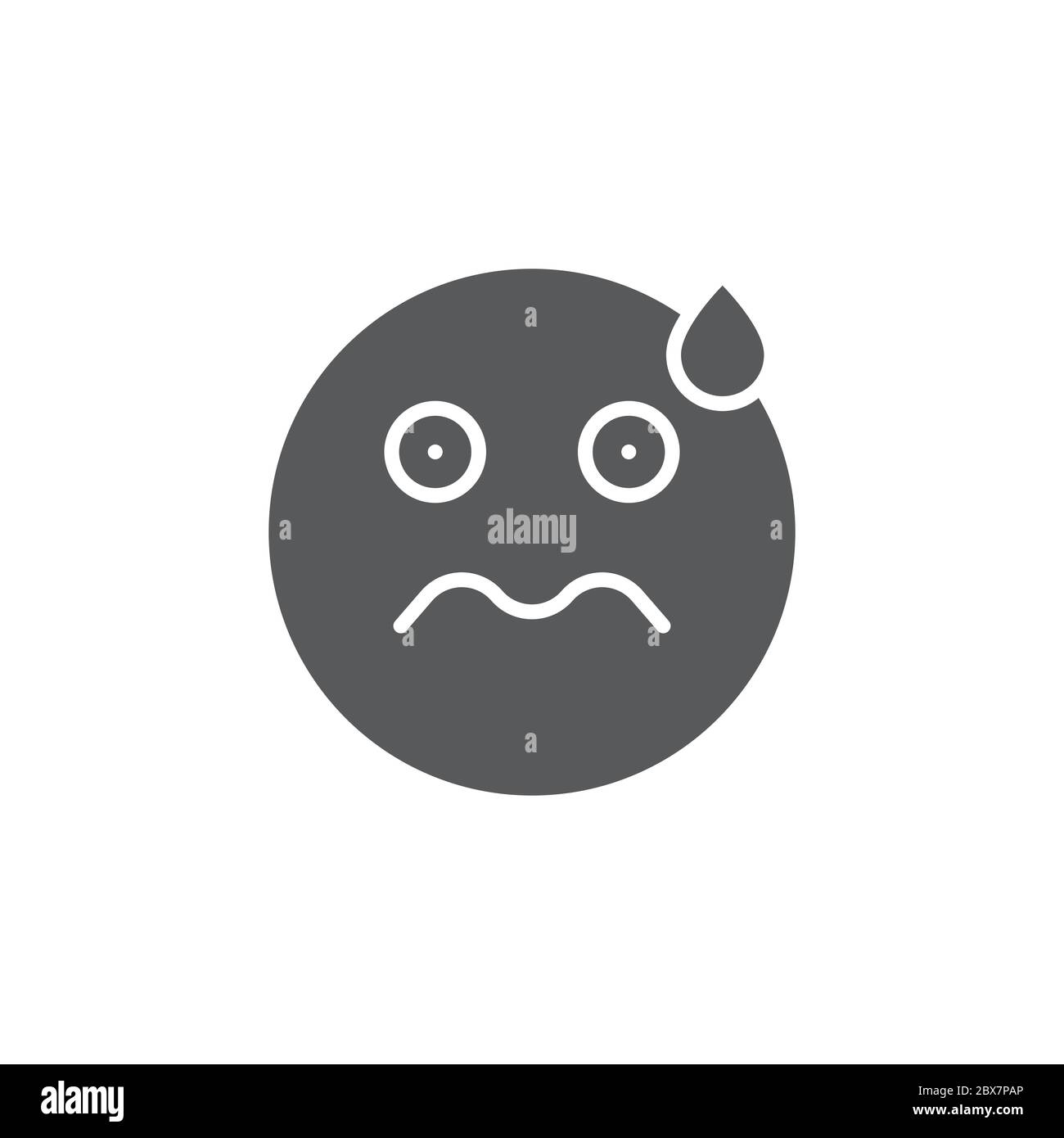 Worried Face emoticon vector icon symbol isolated on white background Stock Vector