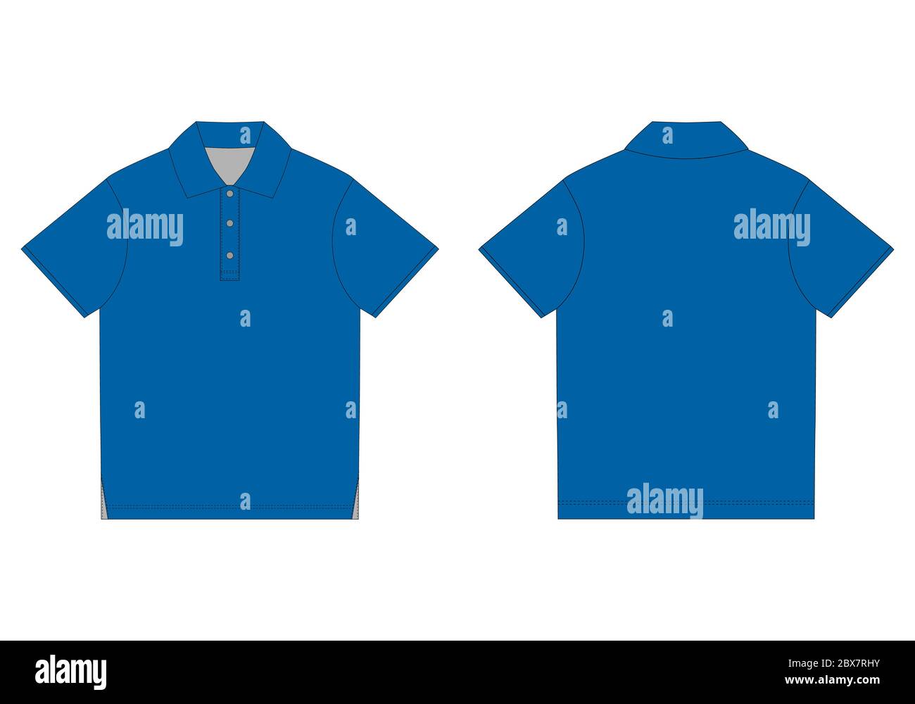 Polo T Shirt Design Template In Blue Colors Front And Back Technical Sketch Unisex Polo T Shirt Vector Illustration Stock Vector Image Art Alamy