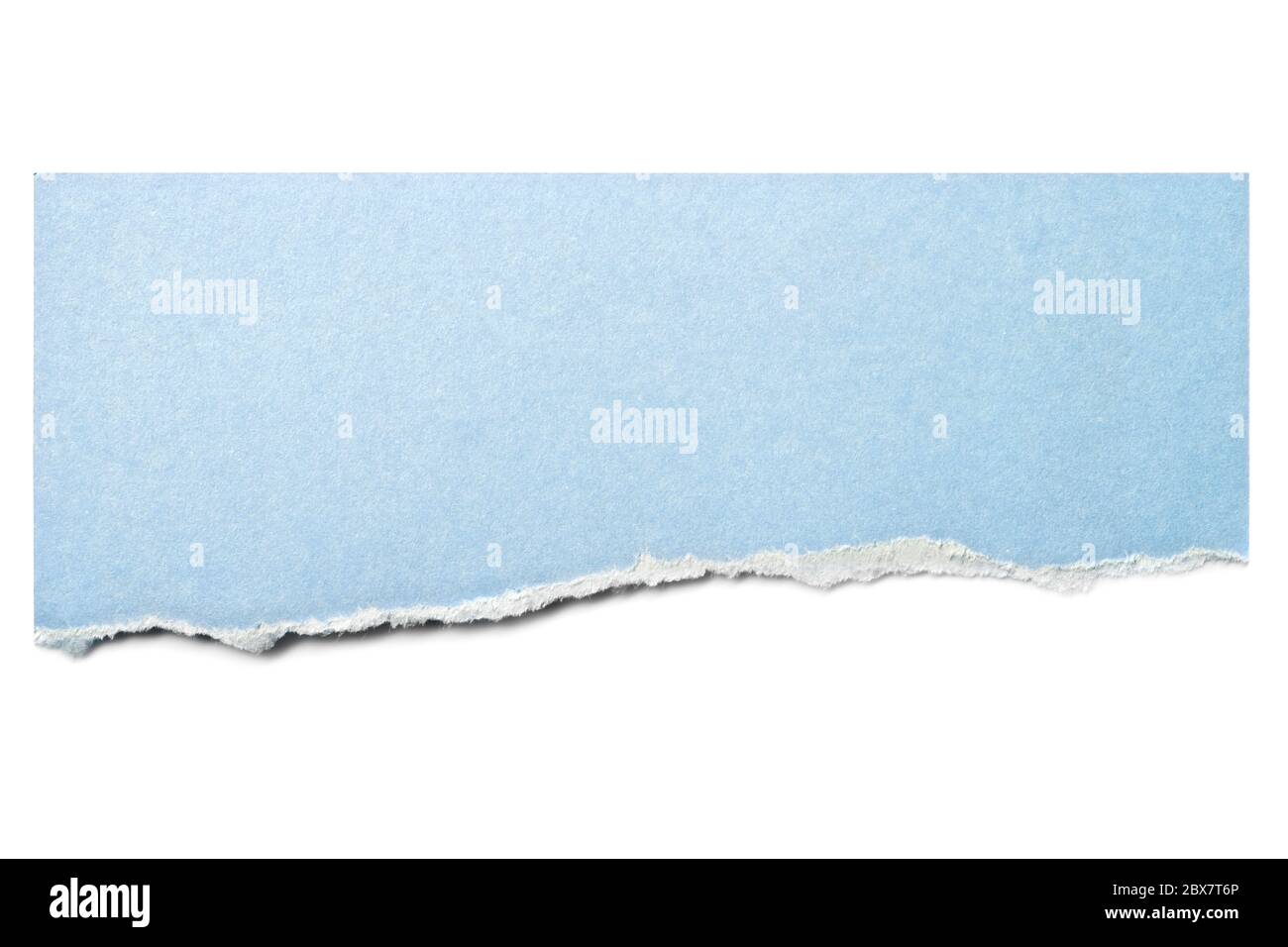 Pastel blue paper tear isolated on white with soft shadow. Stock Photo