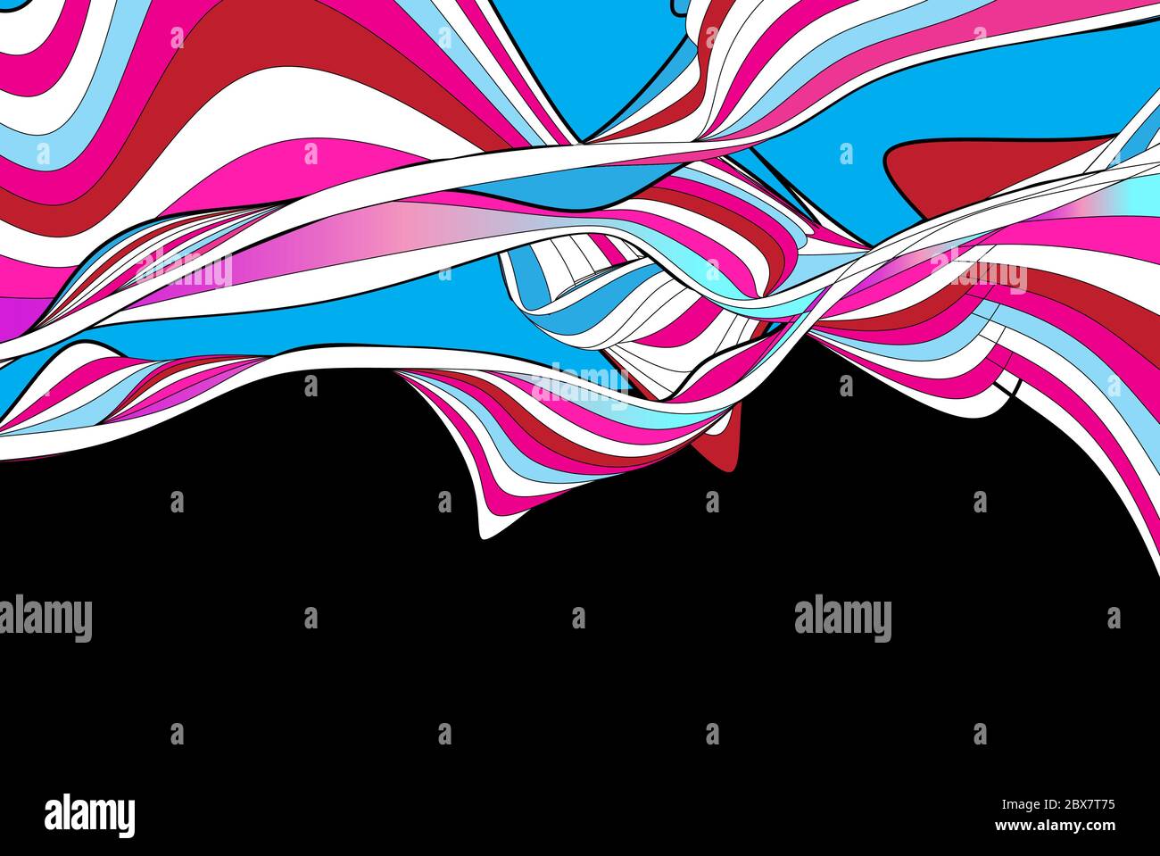 Abstract vector linear waves on a dark background. Design for a poster. Stock Vector