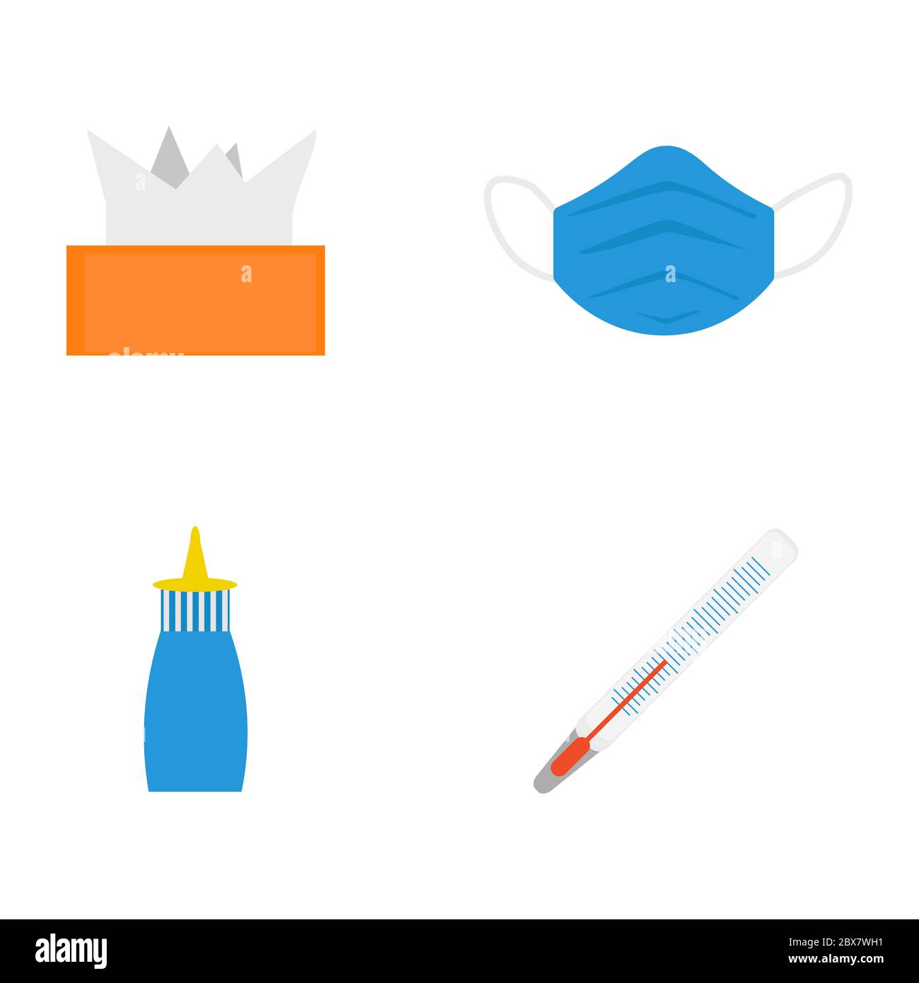 Seasonal cold or flu. Set of flat images. Vector illustration Stock