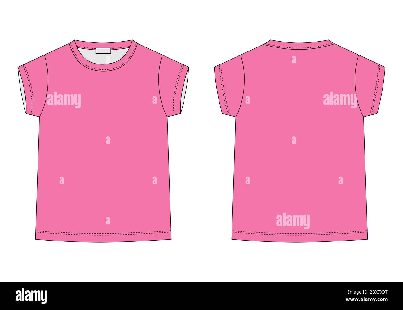 Download Outline Technical Sketch Children S T Shirt In Pink Colors Kids T Shirt Design Template Front And Back Vector Illustration Stock Vector Image Art Alamy