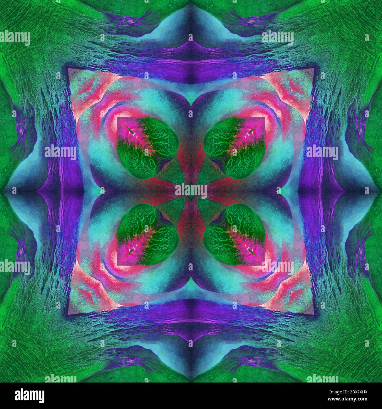 Abstract kaleidoscope or endless pattern made from fabric for background used. Stock Photo