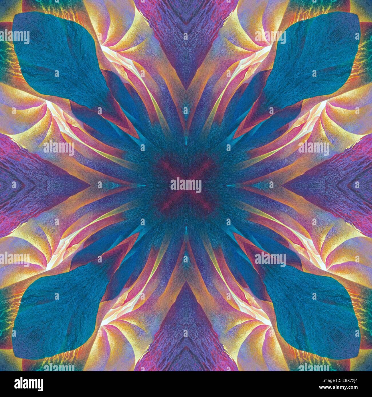 Abstract kaleidoscope or endless pattern made from fabric for background used. Stock Photo
