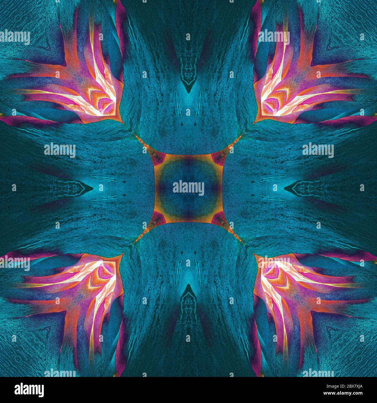 Abstract kaleidoscope or endless pattern made from fabric for background used. Stock Photo