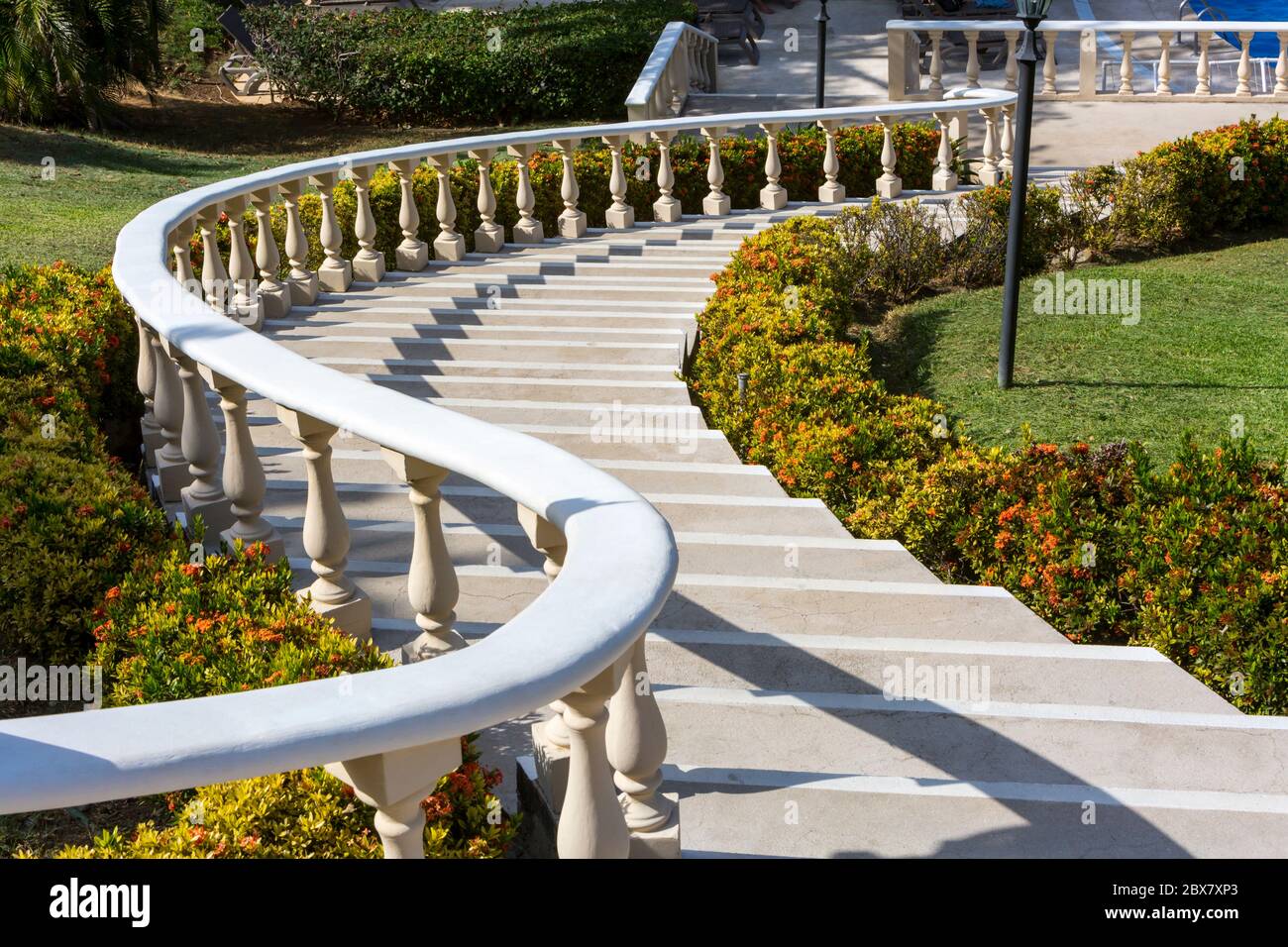 curved staircase with railing Stock Photo