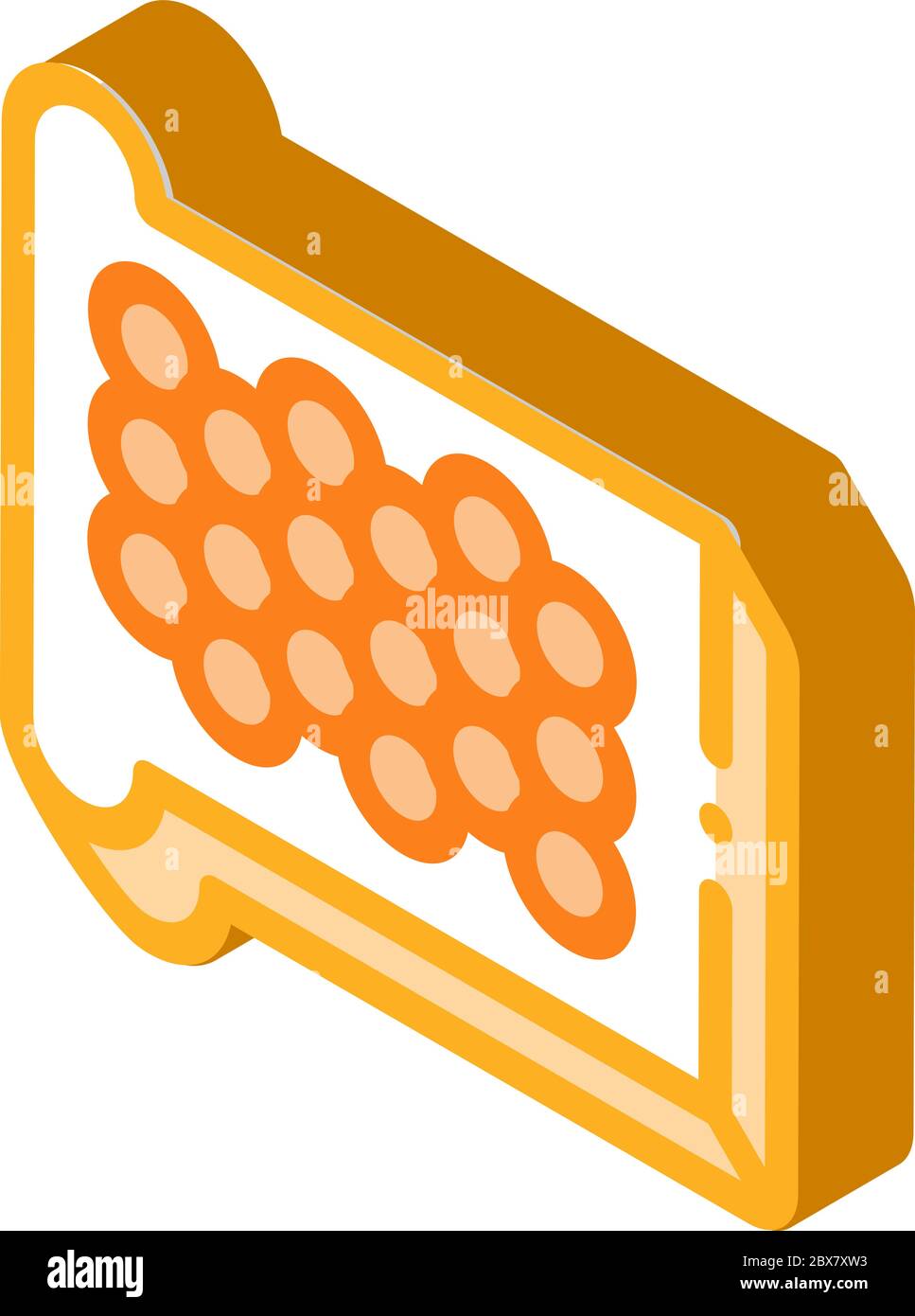 Caviar On Bread isometric icon vector illustration Stock Vector