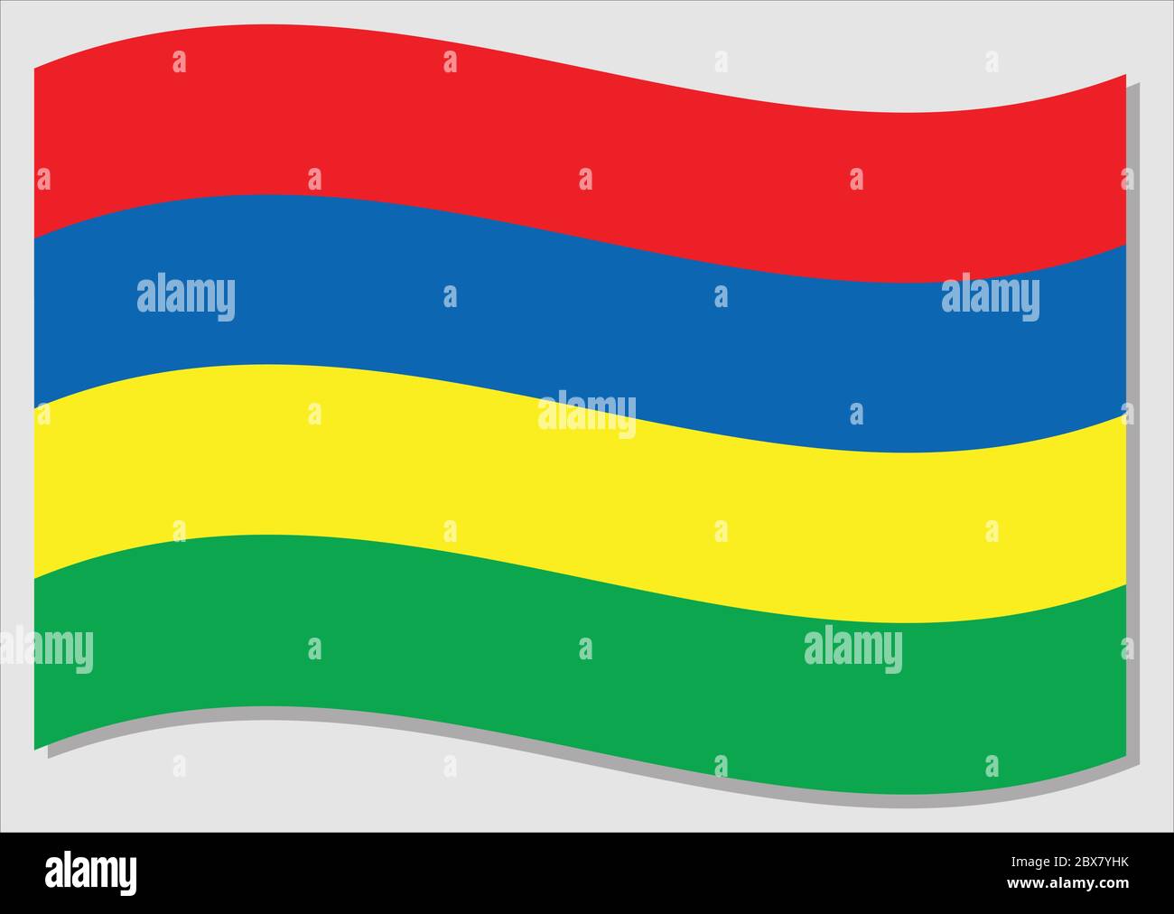 Waving flag of Mauritius vector graphic. Waving Mauritian flag ...
