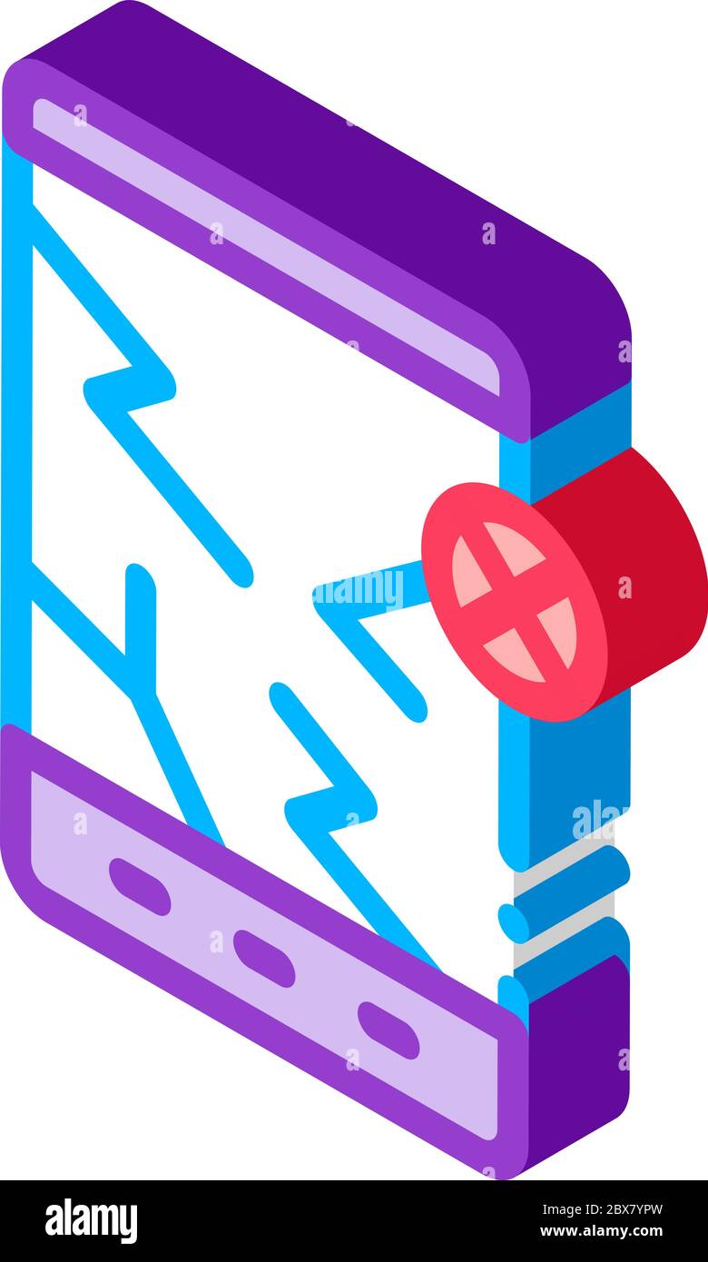 Wrecked Tablet isometric icon vector illustration Stock Vector Image ...