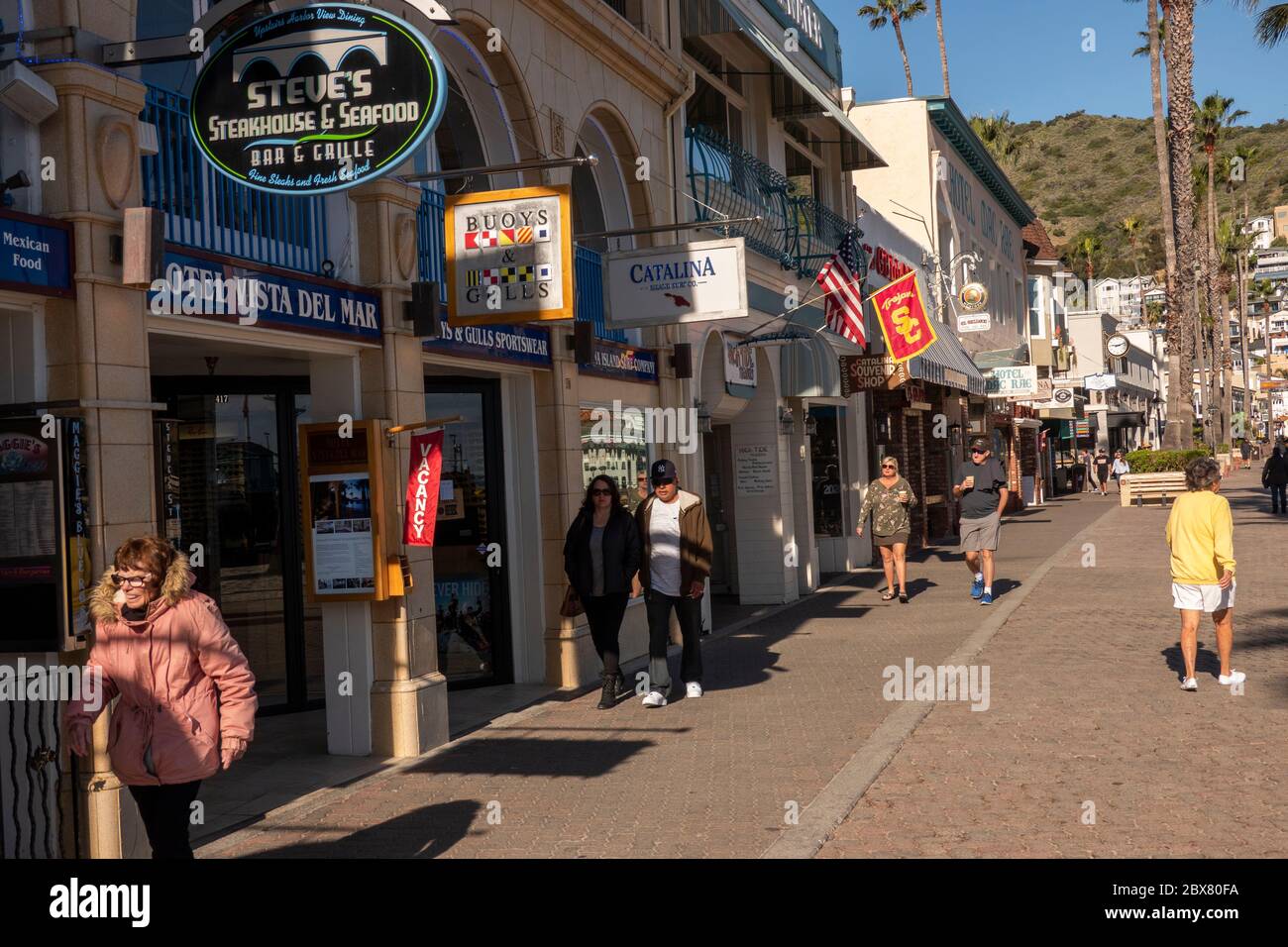 shopping district on Catalina Island CA Stock Photo Alamy