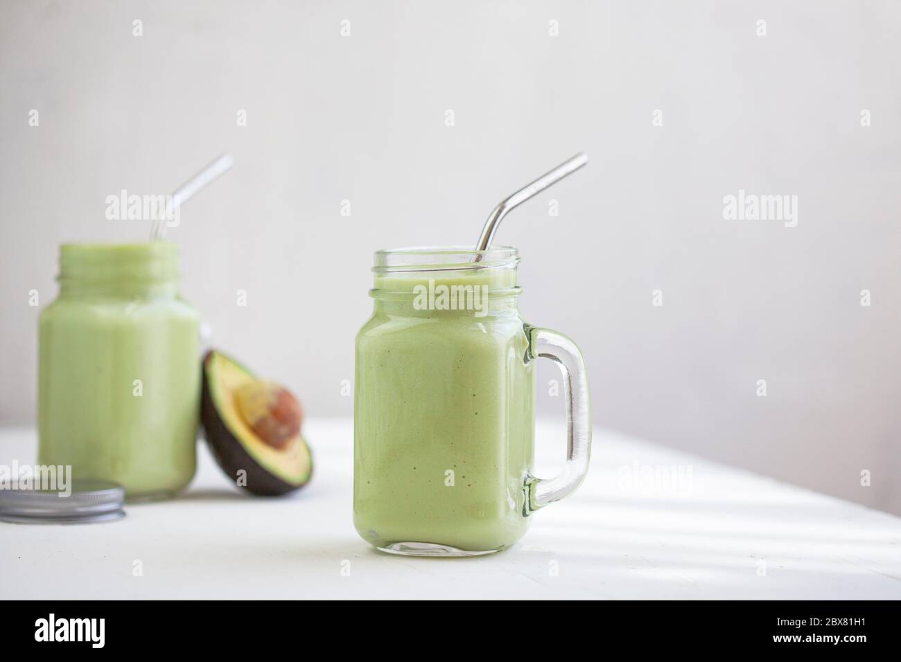 Healthy Avocado and Banana Smoothie Stock Photo Alamy
