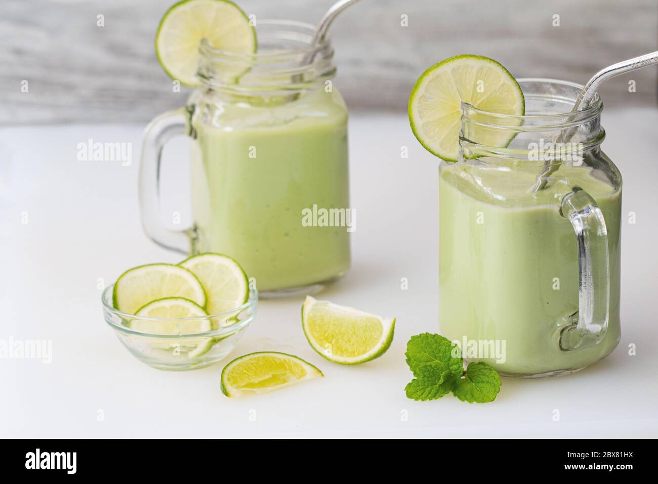 Healthy Avocado and Banana Smoothie Stock Photo Alamy