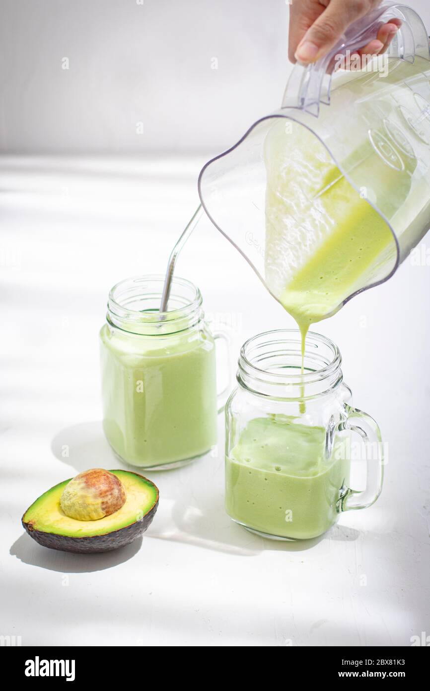 Healthy Avocado and Banana Smoothie Stock Photo Alamy