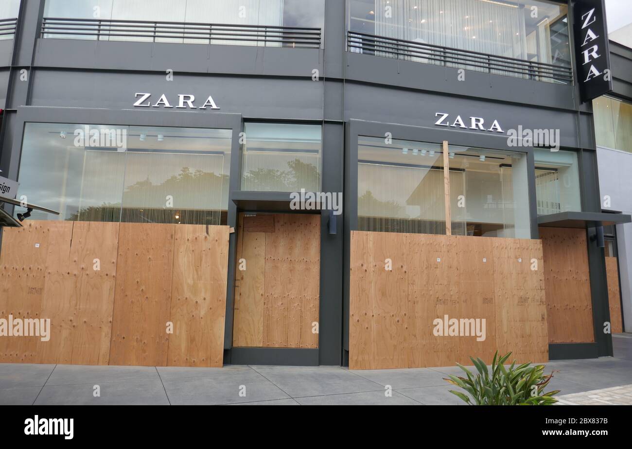 Los Angeles, California USA 5th June 2020 Zara Boarded up at The Grove as  Black Lives Matter Protest honoring George Floyd and Breonna Taylor whose  birthday was today at the Grove on