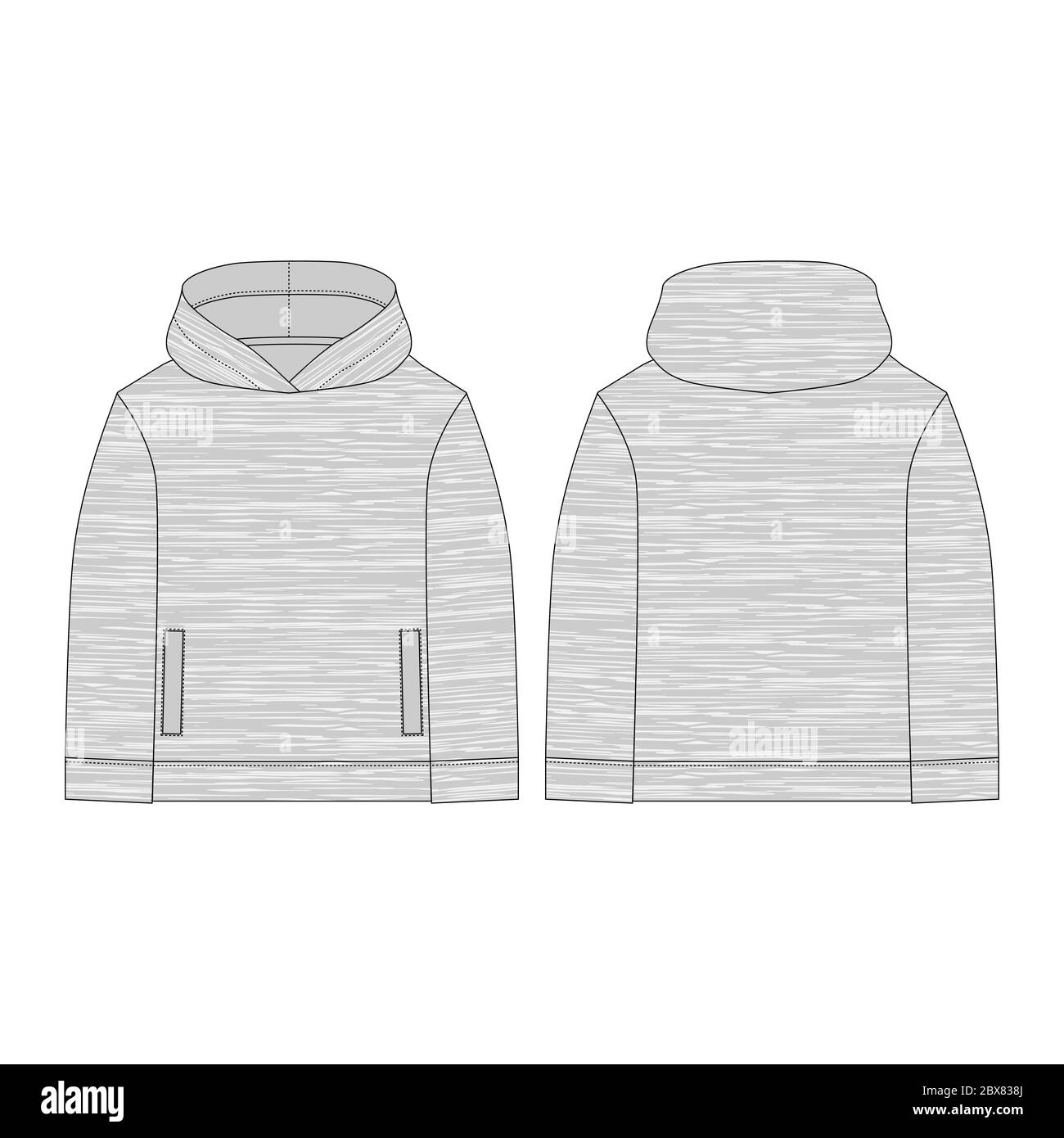 Melange Fabric Hoodie On White Background Technical Sketch Hoody For Men Technical Design Technical Drawing Kids Clothes Sportswear Uniform Cloth Stock Vector Image Art Alamy