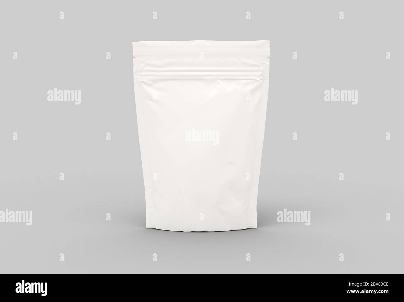 Download The White Food And Snack Pouch Bag Packaging Mock Up Design Front View On Studio Stage Stock Photo Alamy