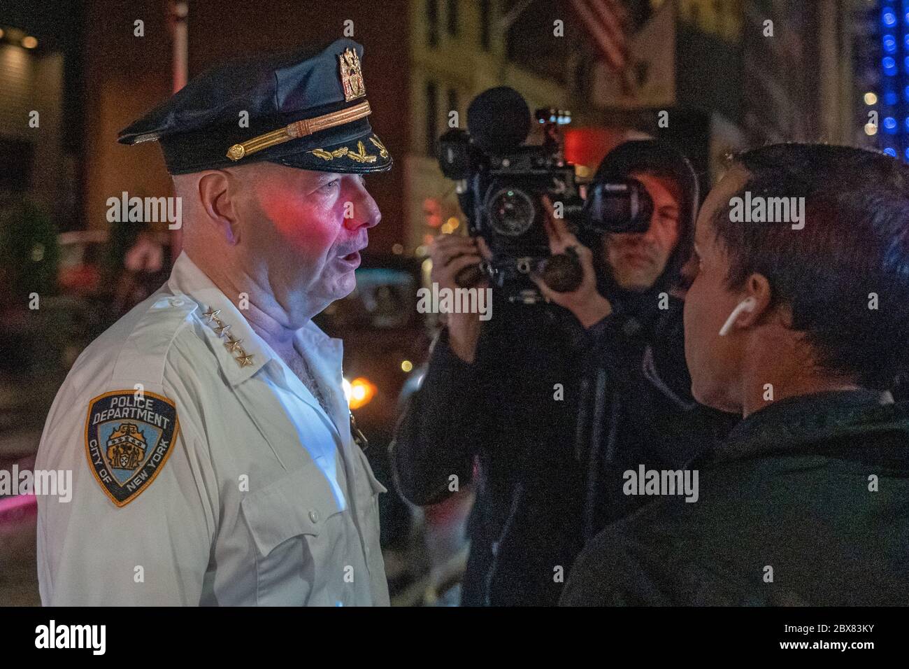 NEW YORK, NY - JUNE 03: Chief of Department Terence Monahan, the New York Police Department's highest-ranking uniformed officer, speaks to the media a Stock Photo