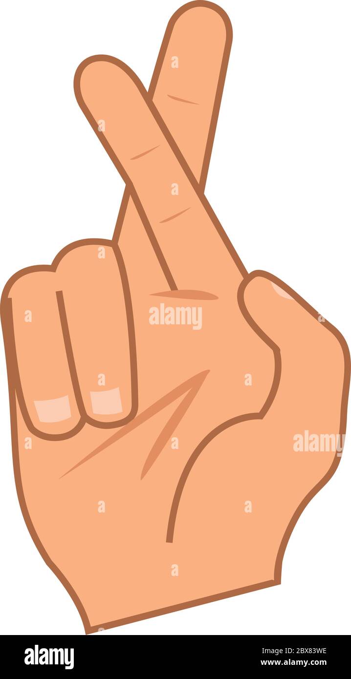 Cartoon hand crossing fingers. Vector illustration isolated Stock Vector