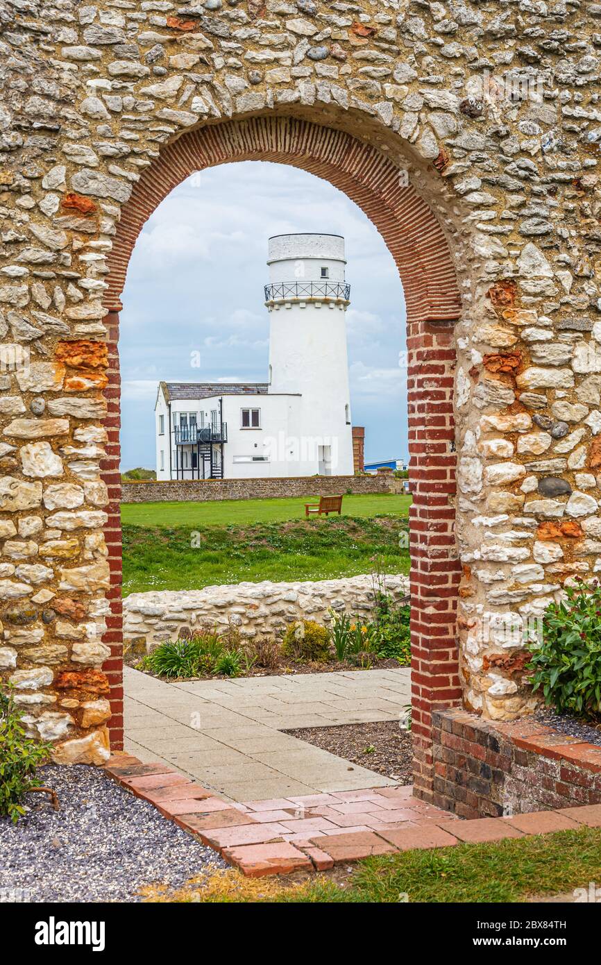 Hunstanton, Norfolk, England, UK, April 24, 2019: Hunstanton Lighthouse, built in 1840 in place of a previous one from the 17th century. Stock Photo