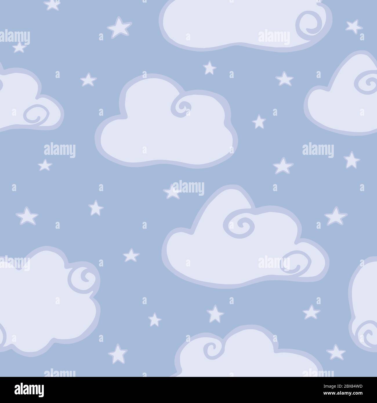 Cute Cloud Sky Seamless Pattern On Blue Background Hand Drawn Night Cloud Sky Wallpaper Design For Baby Fabric Textile Print Wrapping Paper Cover Stock Vector Image Art Alamy