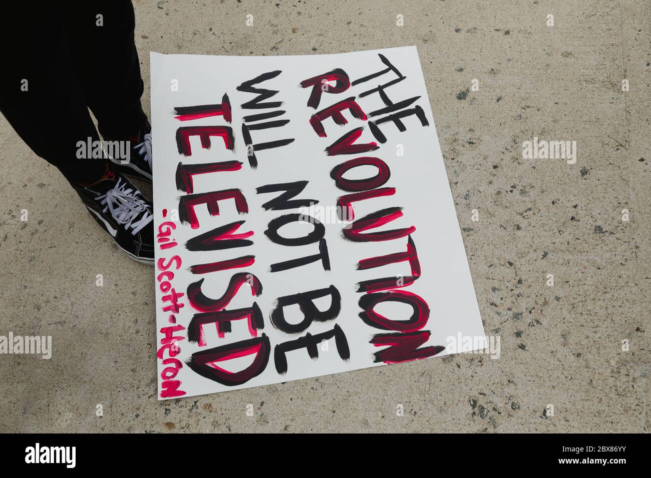 Hoboken, NJ / USA - June 5th, 2020: Black Lives Matter Peaceful Protest in Hoboken, New Jersey to advocate against anti-racism, police brutality and f Stock Photo