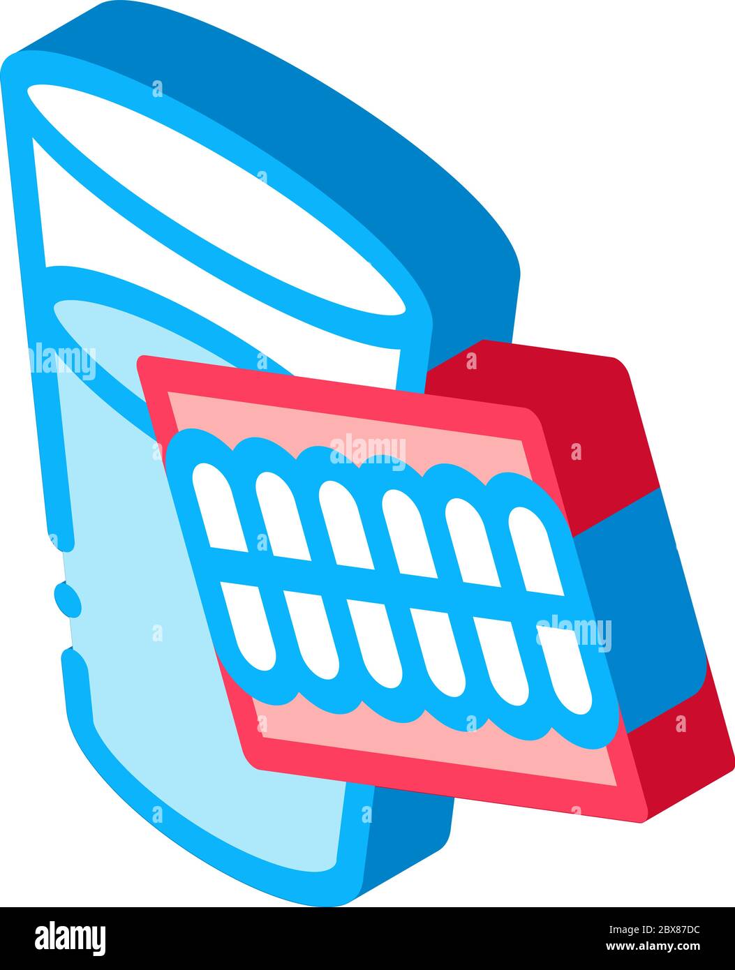 Teeth Water Glass isometric icon vector illustration Stock Vector