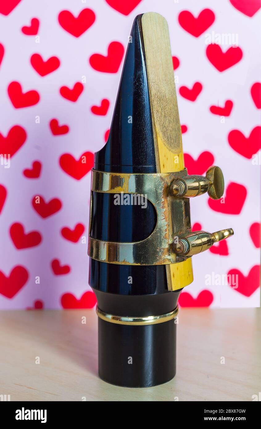 hard rubber Mouthpieces for Tenor Sax close up and selective focus