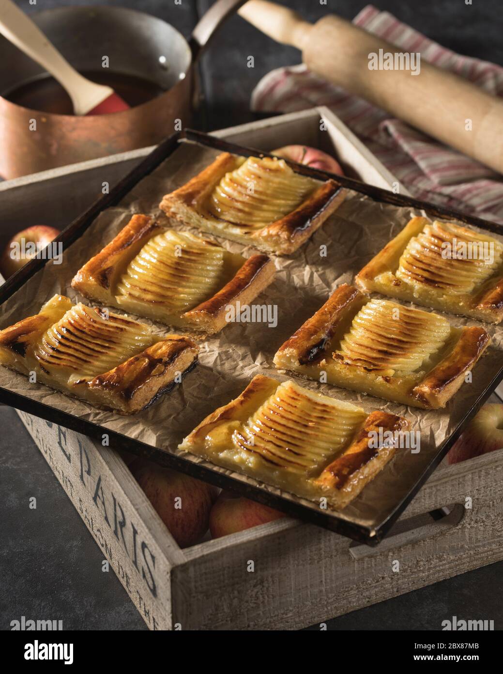 French apple tart slices Stock Photo