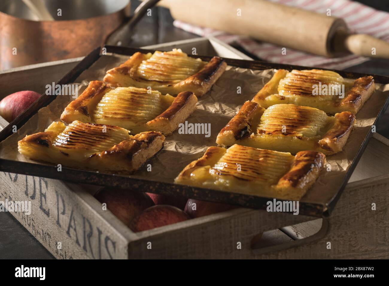 French apple tart slices Stock Photo