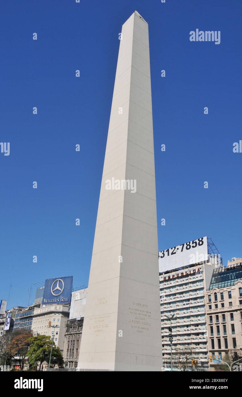 Obelisk,  9 juillet avenue, Buenos Aires, Argentina Stock Photo
