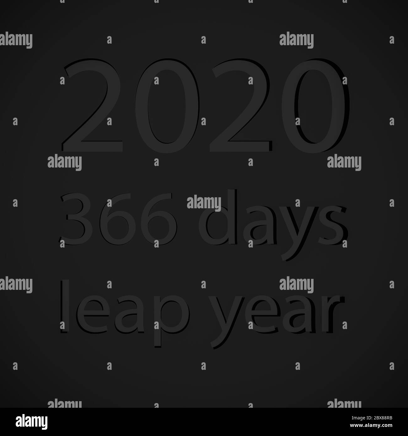 Leap year 2020 black grunge, illustration Stock Photo