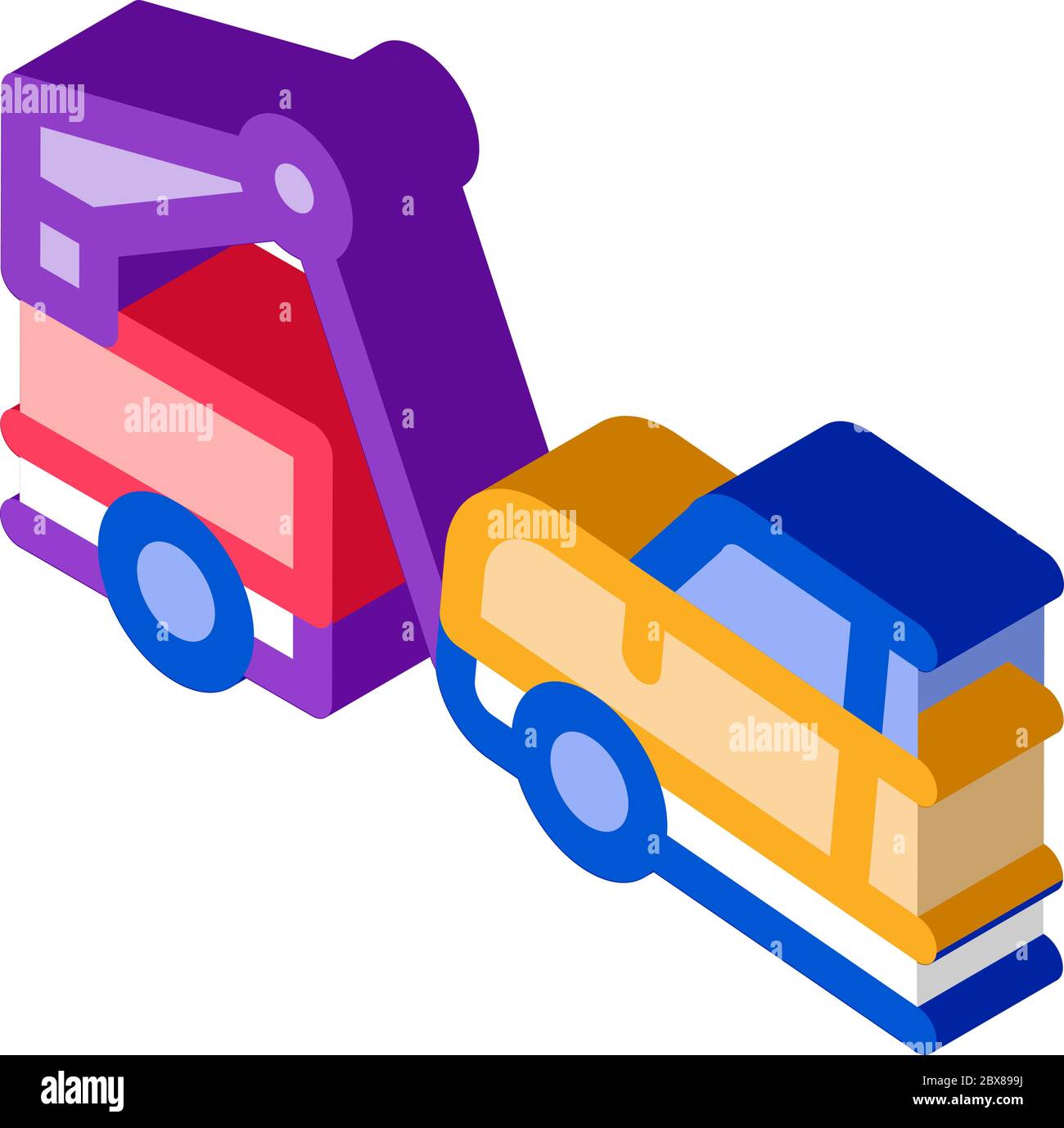 Towing Broken Car isometric icon vector illustration Stock Vector