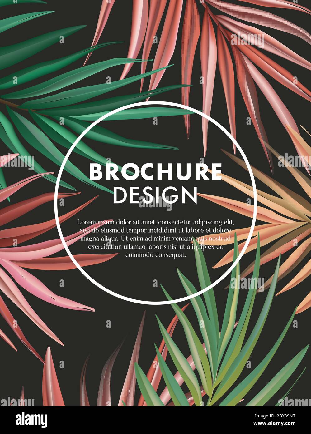 Dark macro palm hand-drawn design. Modern botanical card design template. Exotic island paradise texture, nature plant graphics. Vector Stock Vector & Art - Alamy