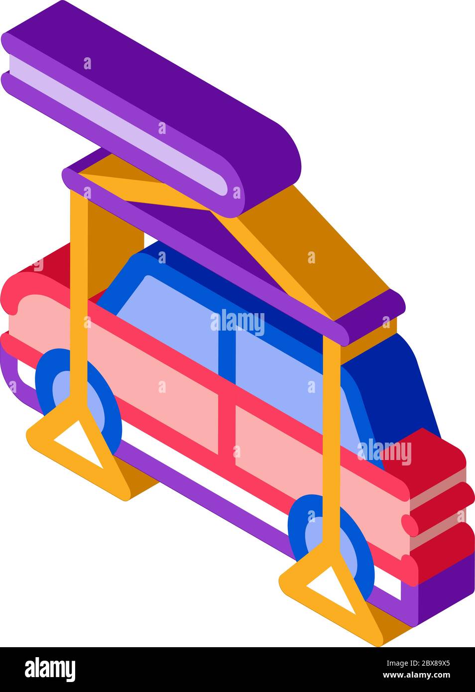 Evacuating Car isometric icon vector illustration Stock Vector