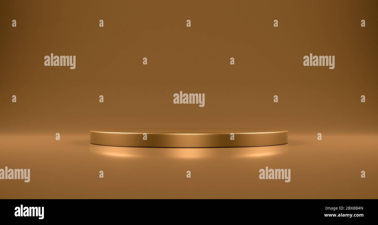 Gold circular podium on gold background with blank space. 3d rendering Stock Photo
