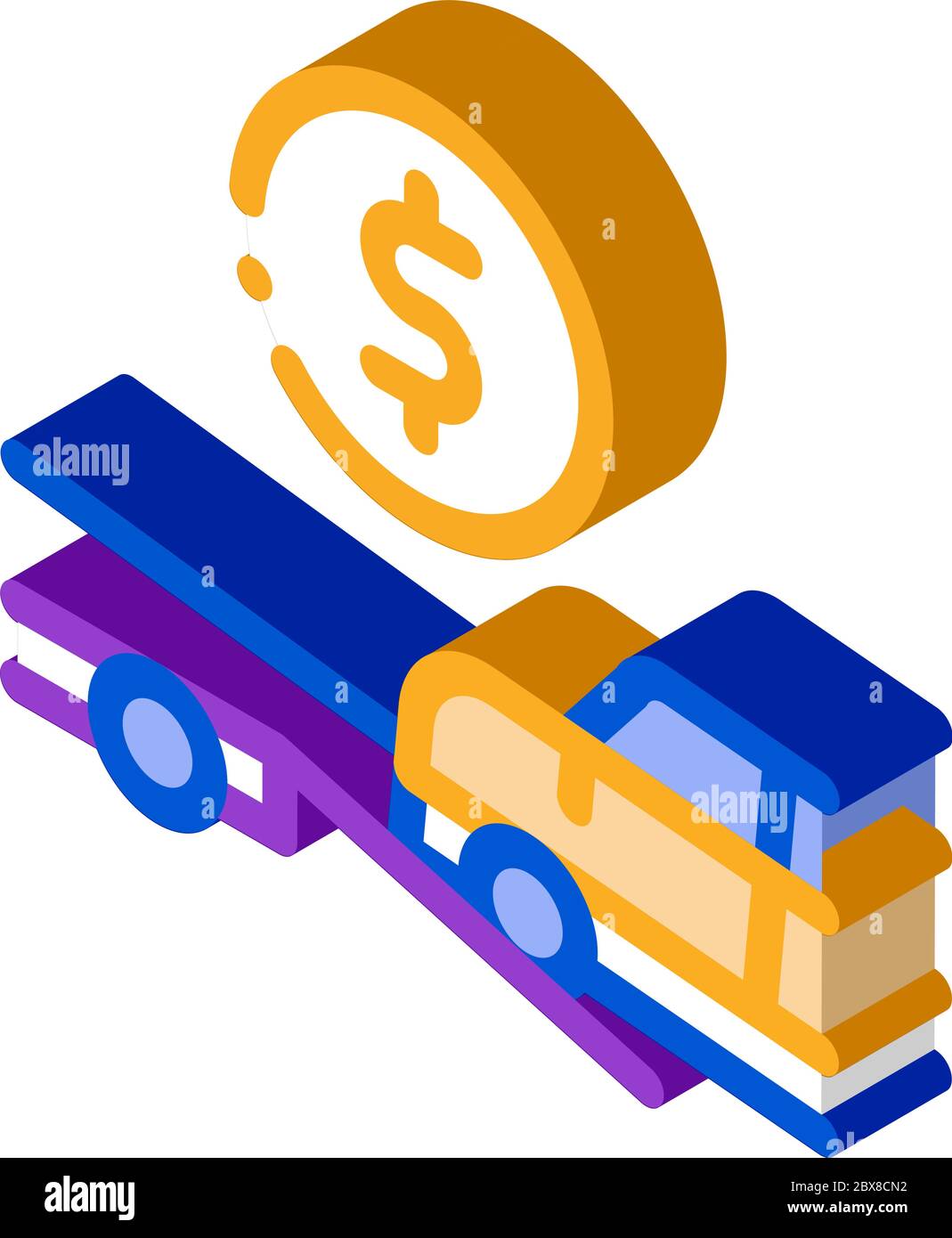 Evacuate Car Coin isometric icon vector illustration Stock Vector