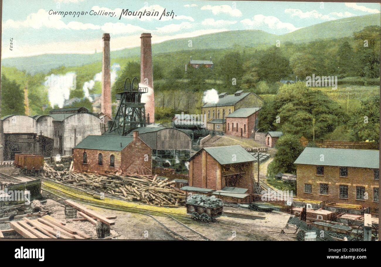 Postcard of Cwmtillery Collieries, Abertillery, Blaenaull Gwent, South Wales circa 1905 Stock Photo