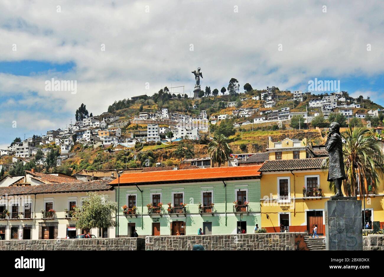 Virgin of Quito statue, on El Panecillo hill, overlooking Quito's old town, Ecuador Stock Photo