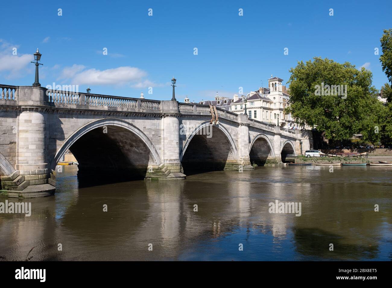 Richmond Bridge, Richmond upon Thames, London, seen from the Thames Path Stock Photo