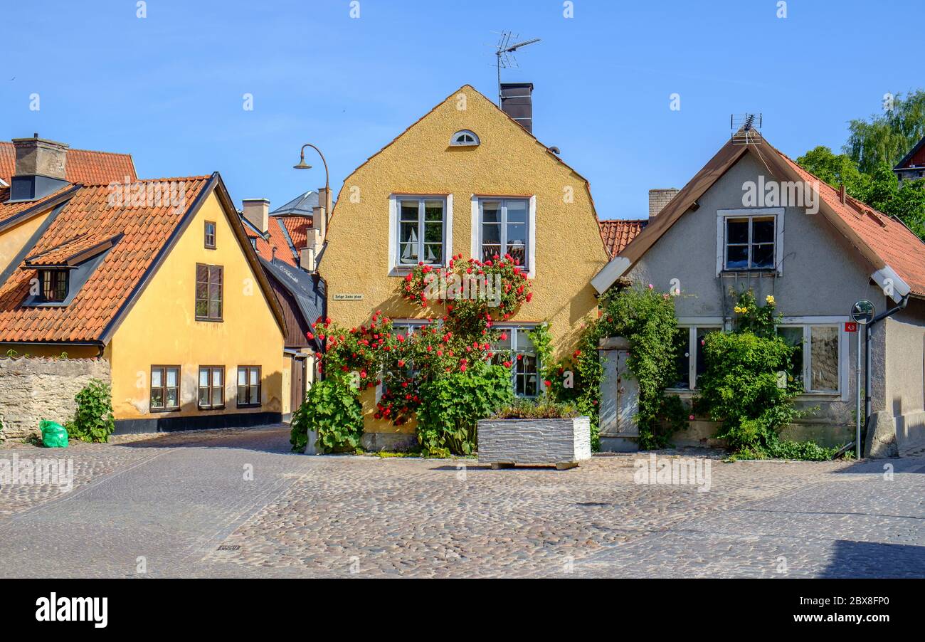 Visby Square Picturesque medieval square Helge Ands Plan inside the famous city wall ...