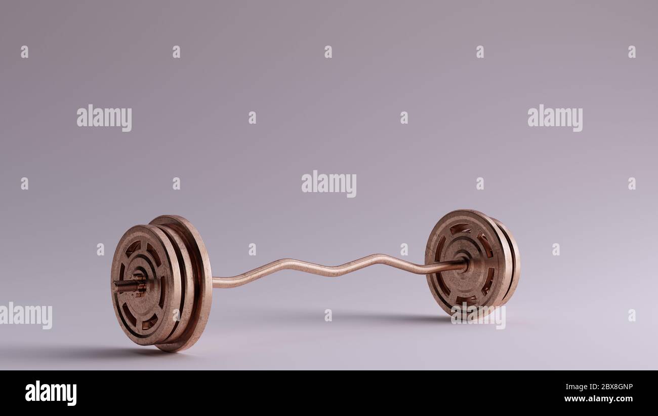 Bronze Barbell with 4 Weights on each end 3d illustration 3d render