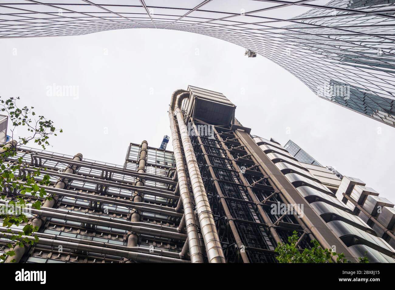 Examples of modern architecture, the Lloyd's Building (1986), top, and