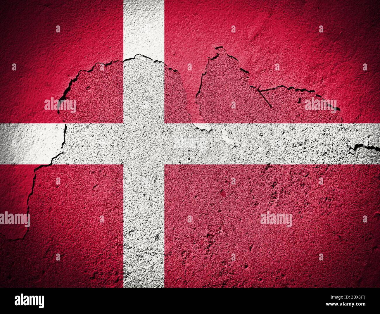 Denmark flag painted on grungy cracked wall Stock Photo - Alamy