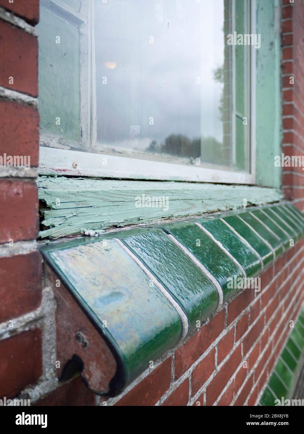 Close up of part of a wooden window frame showing extensive rot Stock ...